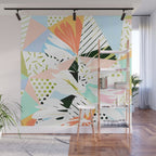 Monsterabstract, Abstract Tropical Nature Pastel Collage, Graphic Design Botanical Garden, Monstera Exotic Plants Geometric Shapes, Eclectic Bohemian Contemporary Color Story  Wall Mural Gallery Image 1