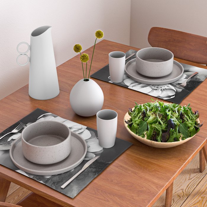 Floral Portrait-black and white Placemat Gallery Image 2