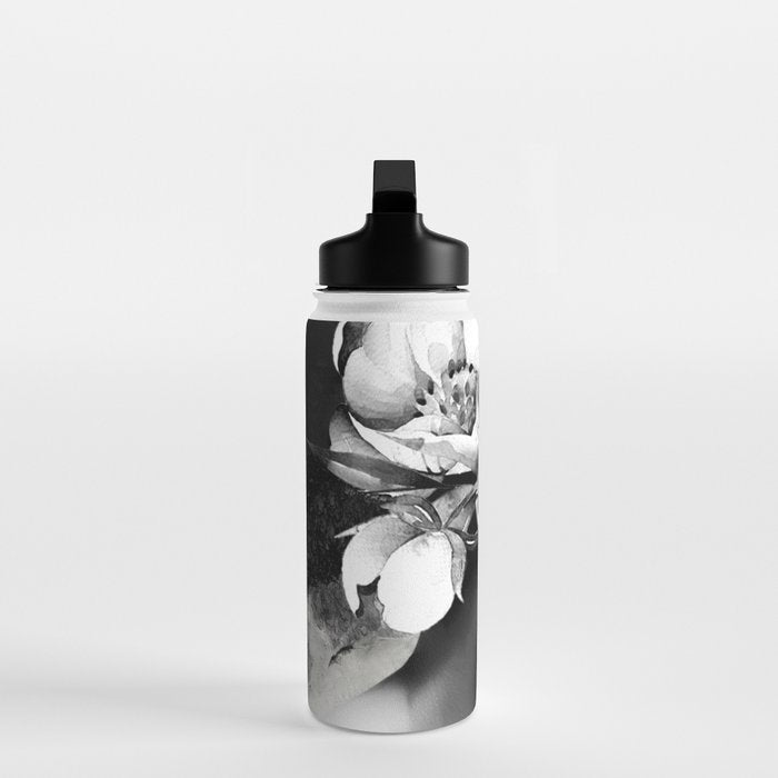 Floral Portrait-black and white Water Bottle Gallery Image 3