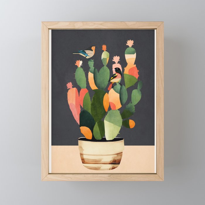 Cactus and Birds 4 Mini Art Print Gallery Image 1