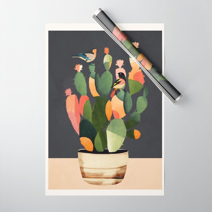 Cactus and Birds 4 Wrapping Paper Gallery Image 1