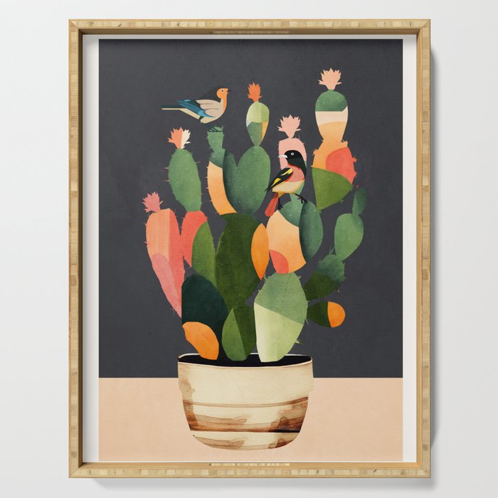 Cactus and Birds 4 Serving Tray Gallery Image 1