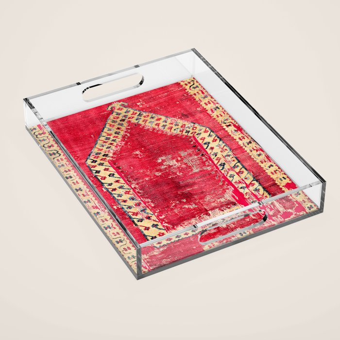 Ottoman  Antique Ushak Turkish Niche Kilim Print Acrylic Tray Gallery Image 1