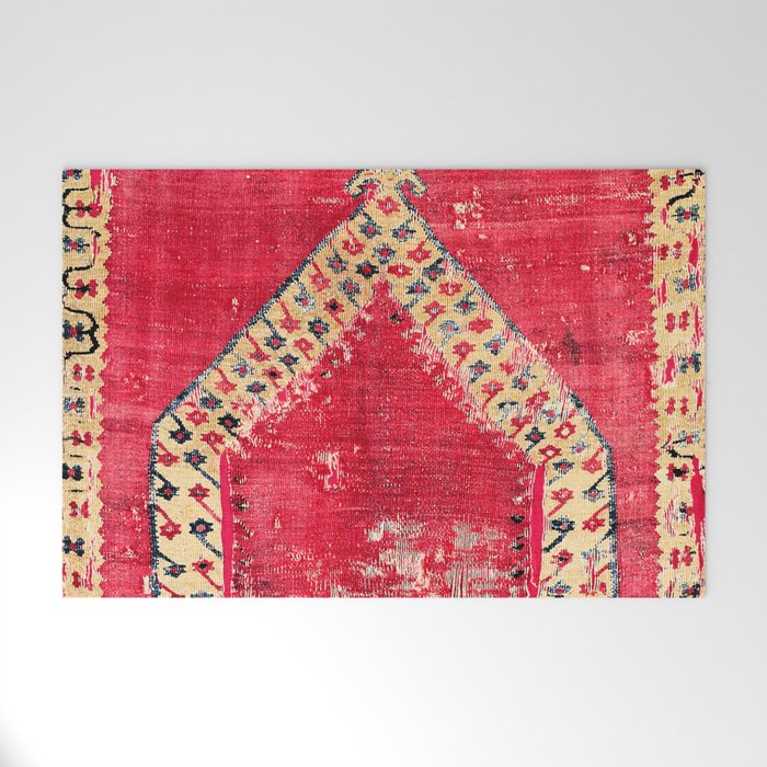 Ottoman  Antique Ushak Turkish Niche Kilim Print Welcome Mat Gallery Image 1