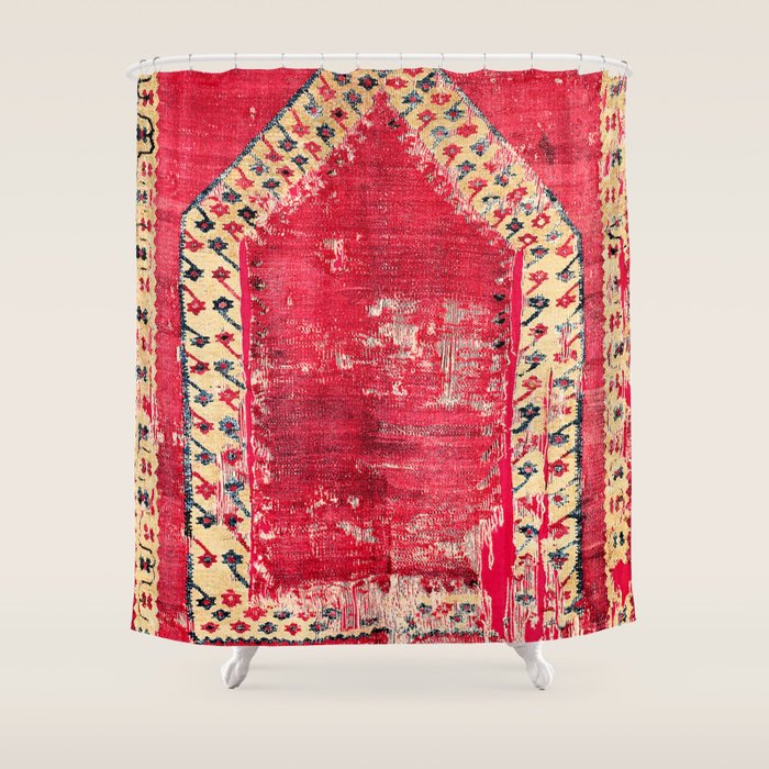 Ottoman  Antique Ushak Turkish Niche Kilim Print Shower Curtain Gallery Image 1