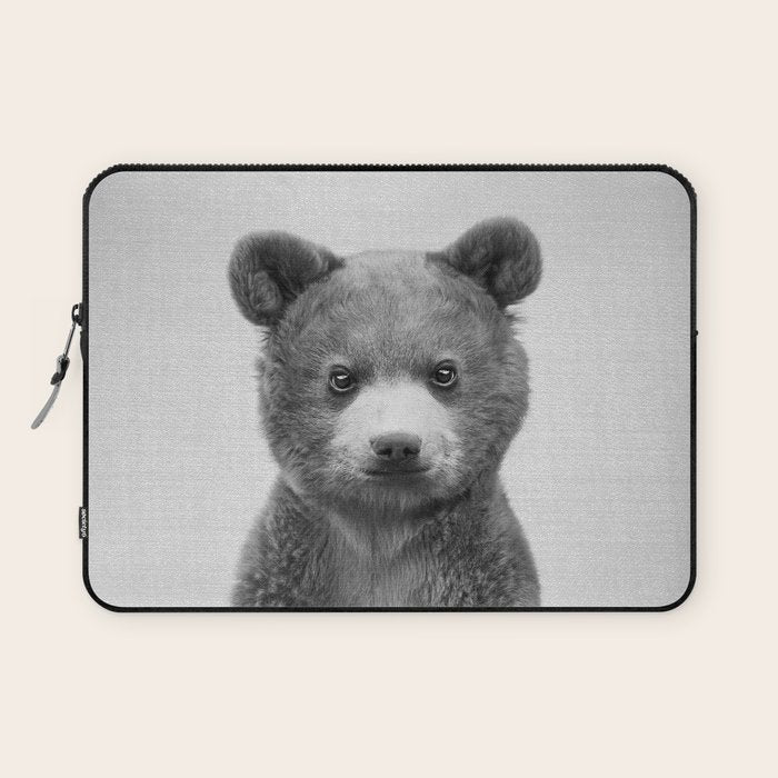 Baby Bear - Black & White Laptop Sleeve Gallery Image 1