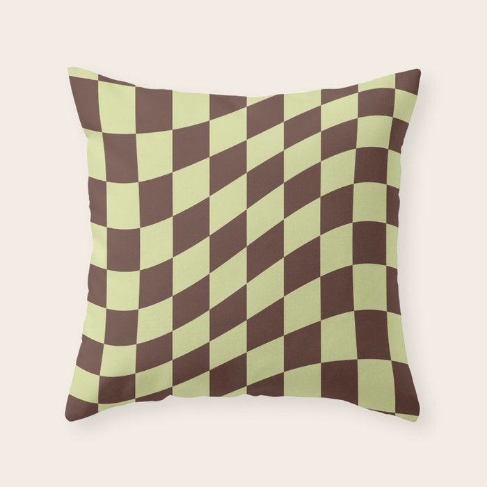 Wavy Chocolate x Pistachio Cream Throw Pillow Gallery Image 6