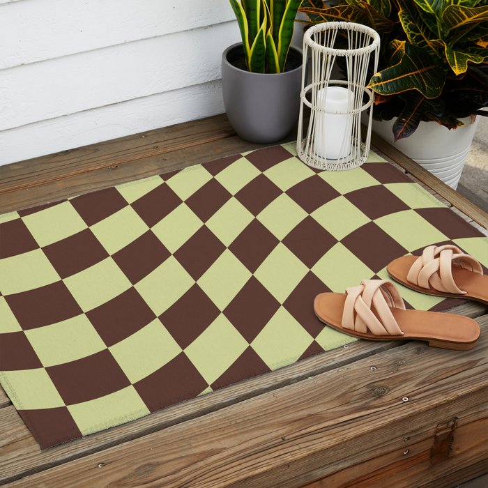Wavy Chocolate x Pistachio Cream Outdoor Rug Gallery Image 2