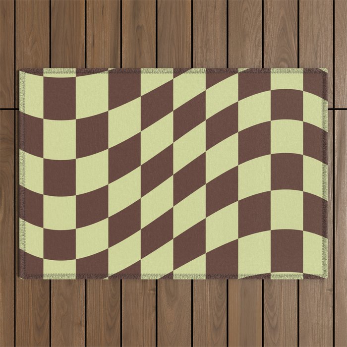 Wavy Chocolate x Pistachio Cream Outdoor Rug Gallery Image 1