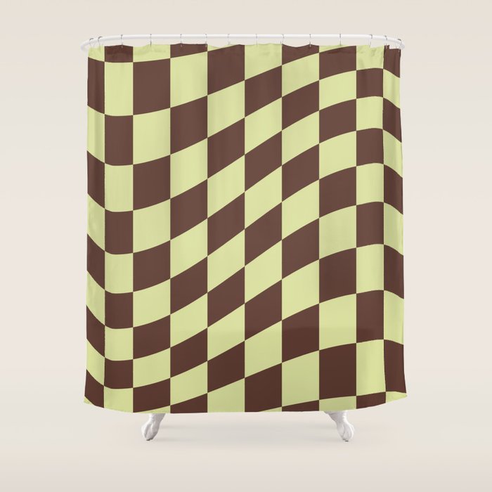 Wavy Chocolate x Pistachio Cream Shower Curtain Gallery Image 1