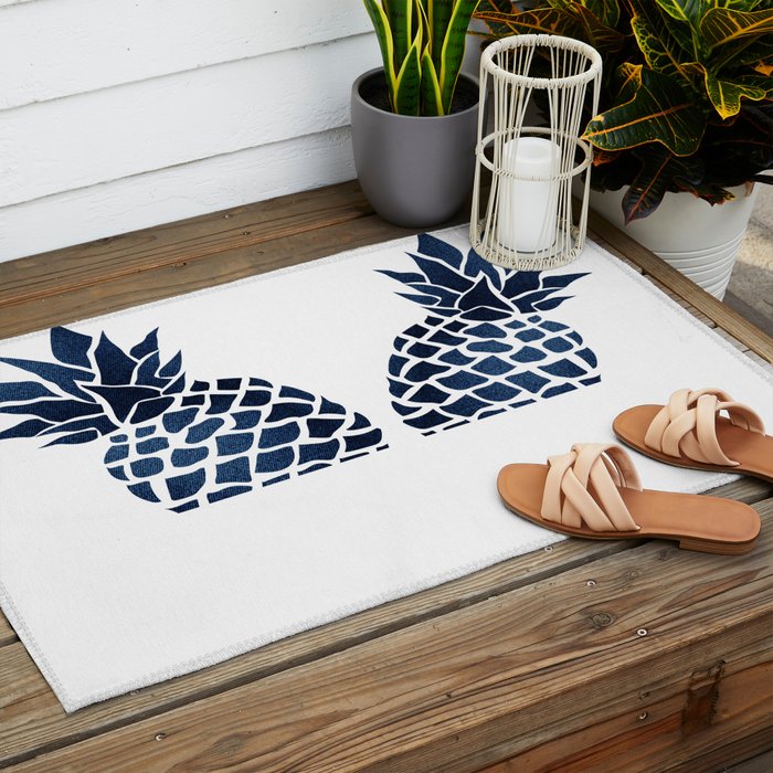 Pineapple, Big Blue, Denim Navy Outdoor Rug Gallery Image 2