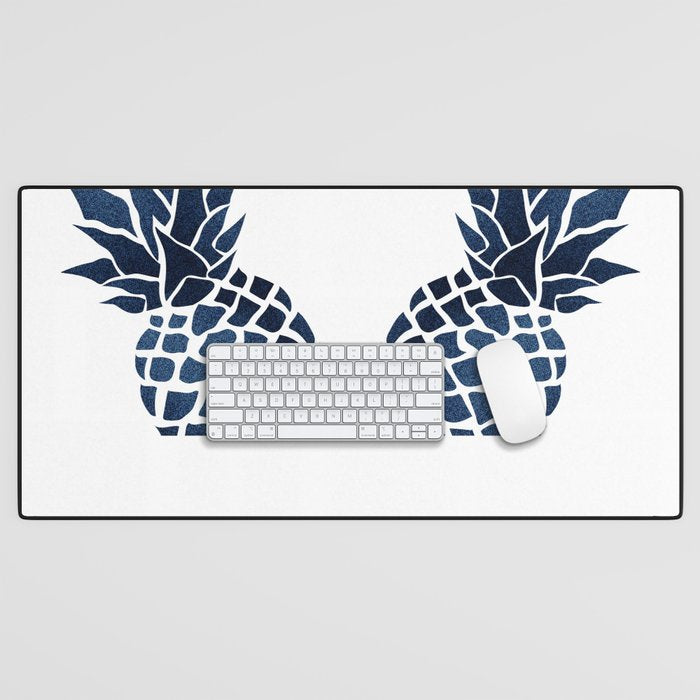 Pineapple, Big Blue, Denim Navy Desk Mat Gallery Image 1