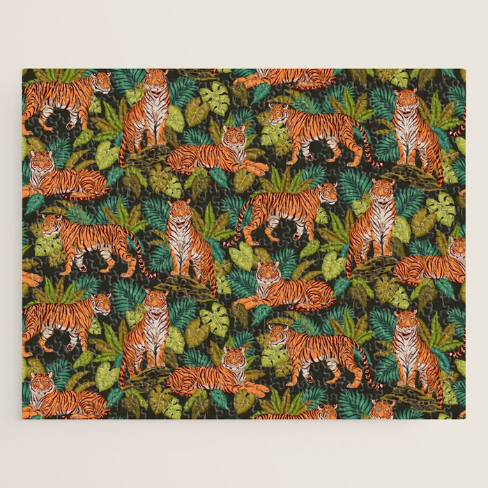 Jungle Cats In Charcoal Jigsaw Puzzle Gallery Image 1