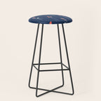 Retro Dark Flower Pattern in Modern Navy and Coral Stool Gallery Image 1