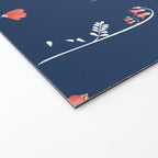 Retro Dark Flower Pattern in Modern Navy and Coral Welcome Mat Gallery Image 2