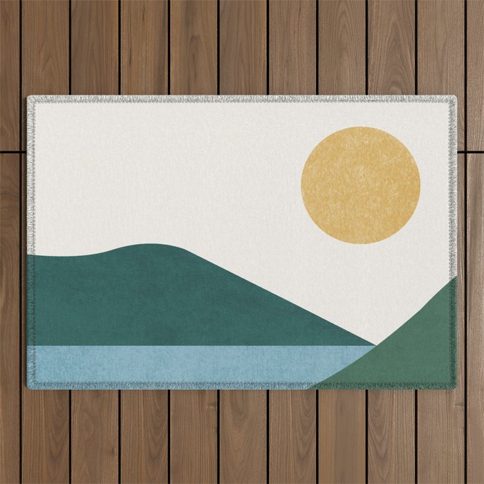 Sunny Lake - Abstract Landscape Outdoor Rug Gallery Image 1