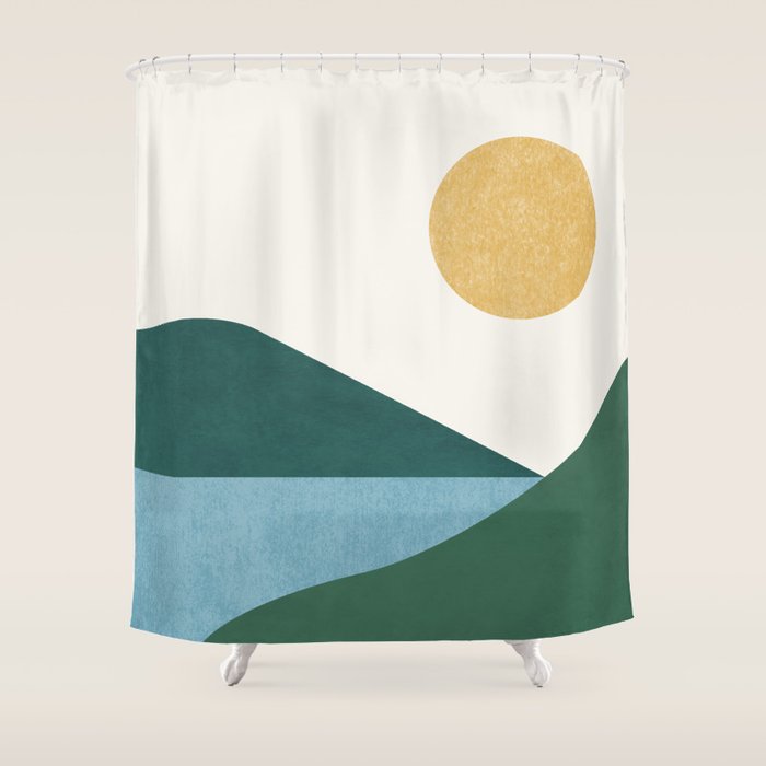 Sunny Lake - Abstract Landscape Shower Curtain Gallery Image 1