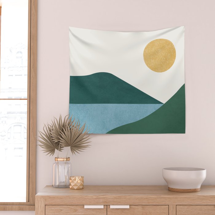 Sunny Lake - Abstract Landscape Wall Tapestry Gallery Image 2