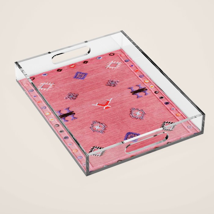 Lovely Pink Oriental Traditional Moroccan Handmade Printable Style  Acrylic Tray Gallery Image 1