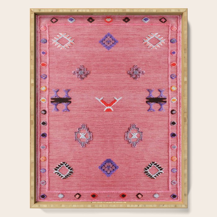 Lovely Pink Oriental Traditional Moroccan Handmade Printable Style  Serving Tray Gallery Image 1