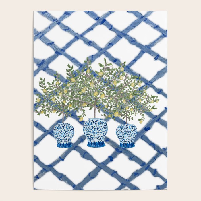 Lemons Lemon Trees Ginger Jar Chinoiserie  Poster Gallery Image 4