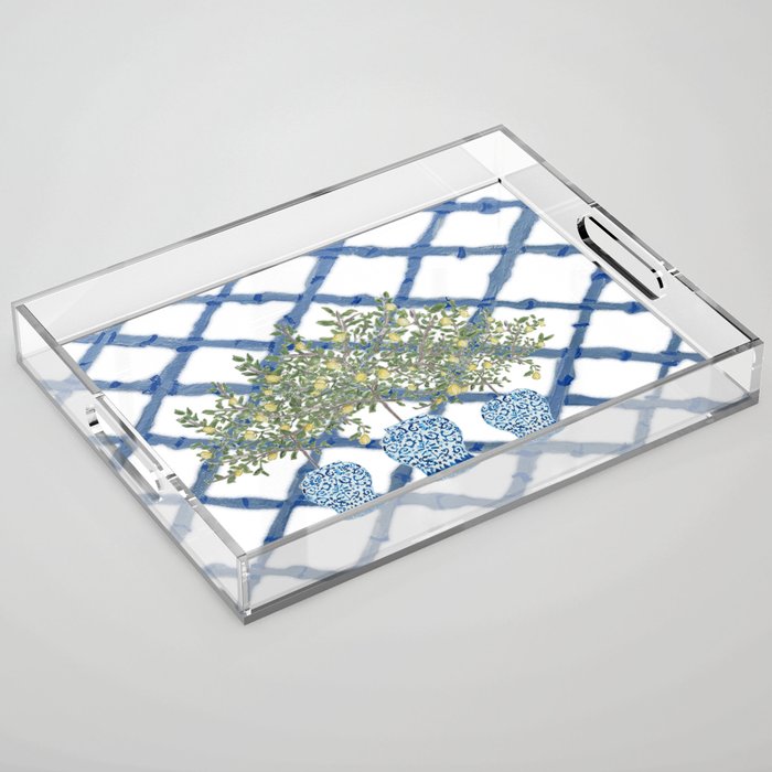 Lemons Lemon Trees Ginger Jar Chinoiserie  Acrylic Tray Gallery Image 1