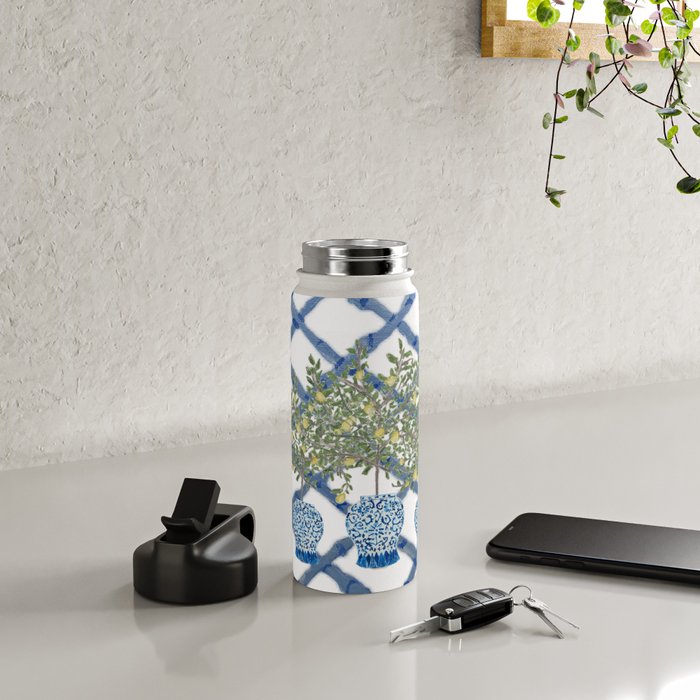 Lemons Lemon Trees Ginger Jar Chinoiserie  Water Bottle Gallery Image 4