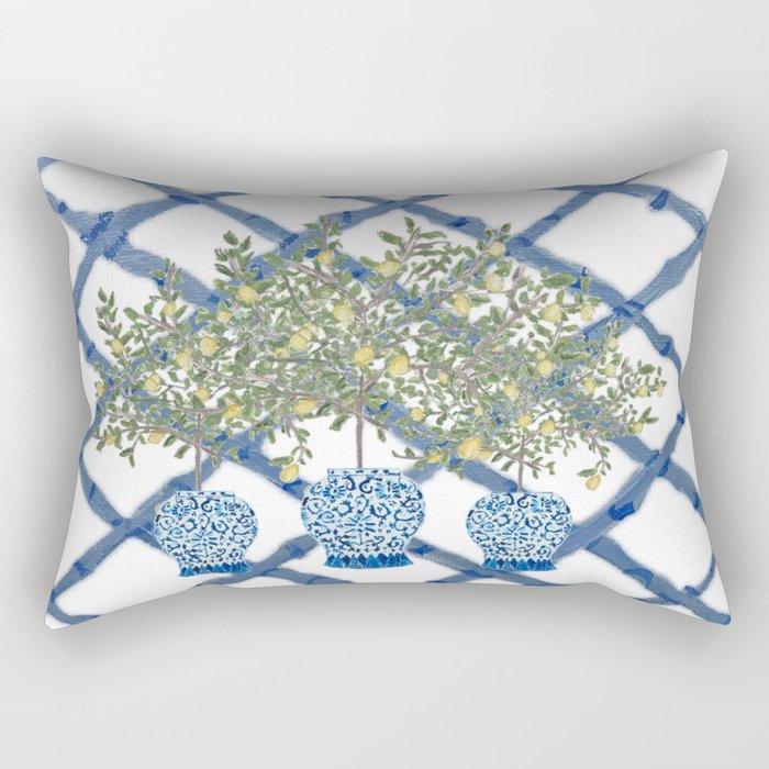 Lemons Lemon Trees Ginger Jar Chinoiserie  Rectangular Pillow Gallery Image 2