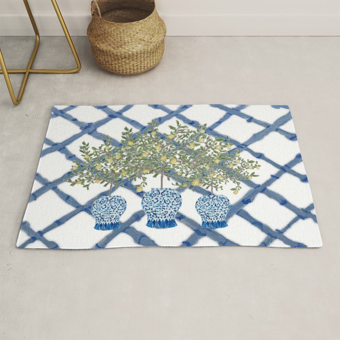 Lemons Lemon Trees Ginger Jar Chinoiserie  Rug Gallery Image 1