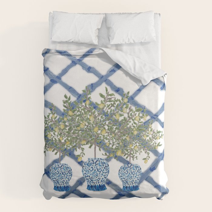 Lemons Lemon Trees Ginger Jar Chinoiserie  Duvet Cover Gallery Image 1