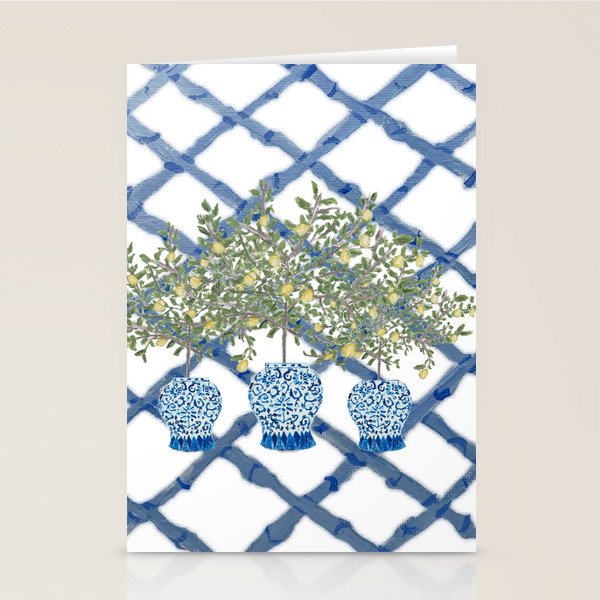 Lemons Lemon Trees Ginger Jar Chinoiserie  Stationery Card Gallery Image 1