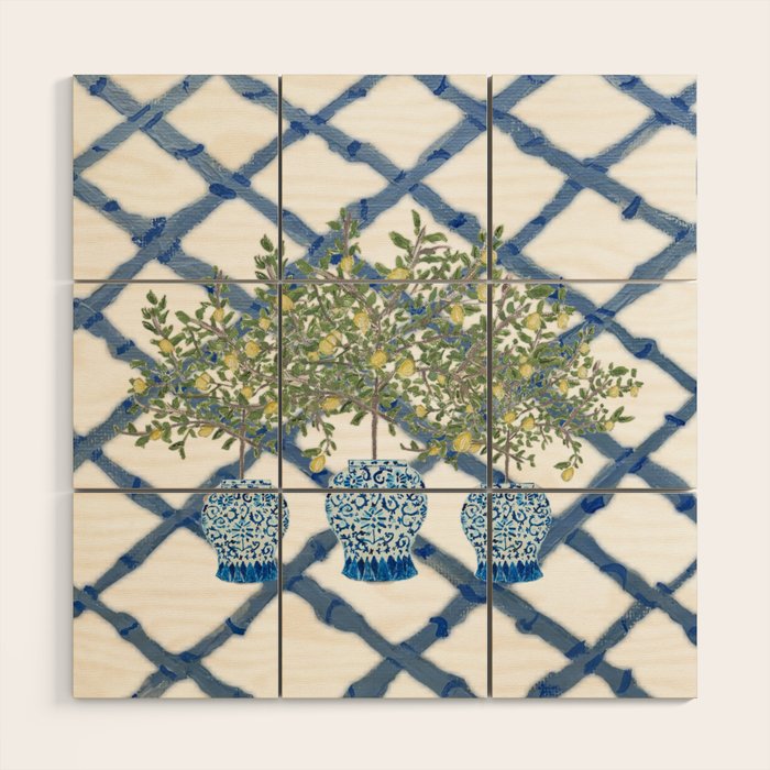 Lemons Lemon Trees Ginger Jar Chinoiserie  Wood Wall Art Gallery Image 1