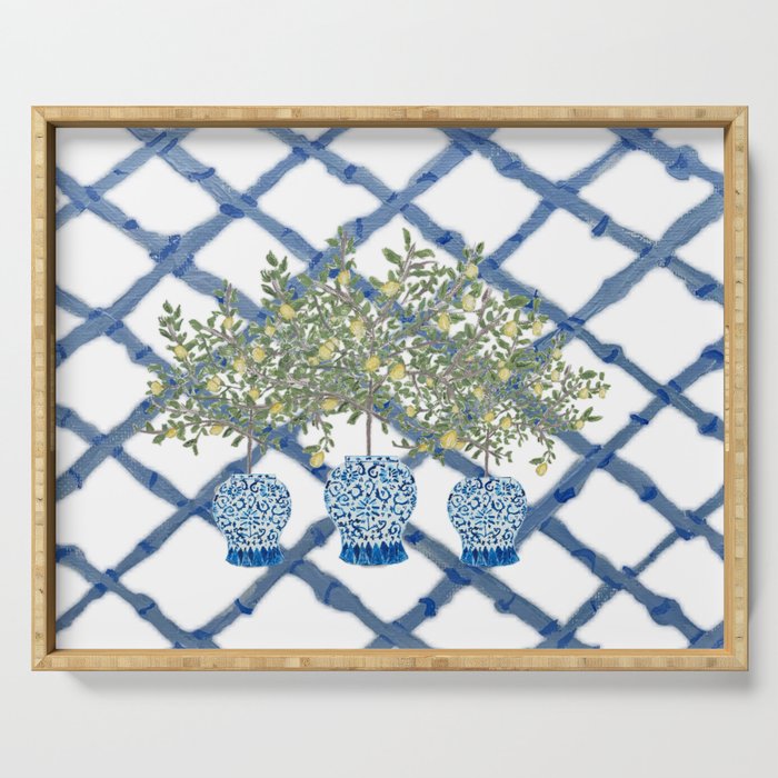 Lemons Lemon Trees Ginger Jar Chinoiserie  Serving Tray Gallery Image 1