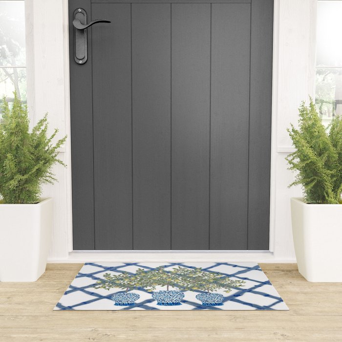Lemons Lemon Trees Ginger Jar Chinoiserie  Welcome Mat Gallery Image 3