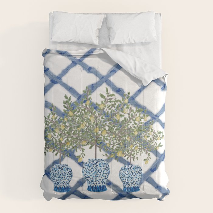 Lemons Lemon Trees Ginger Jar Chinoiserie  Comforter Gallery Image 6