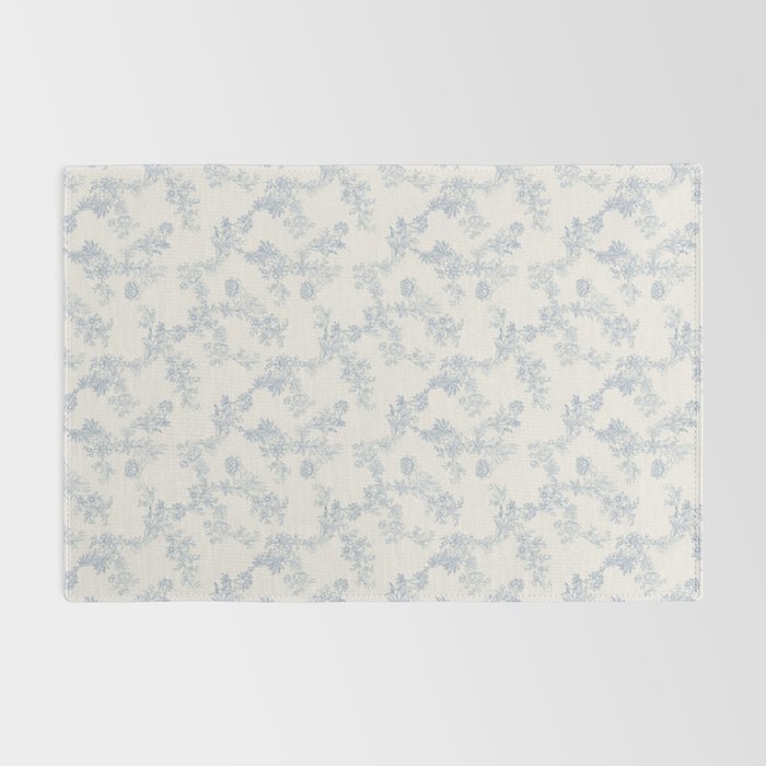 Vintage Toile Floral - Blue and White Rug Gallery Image 2