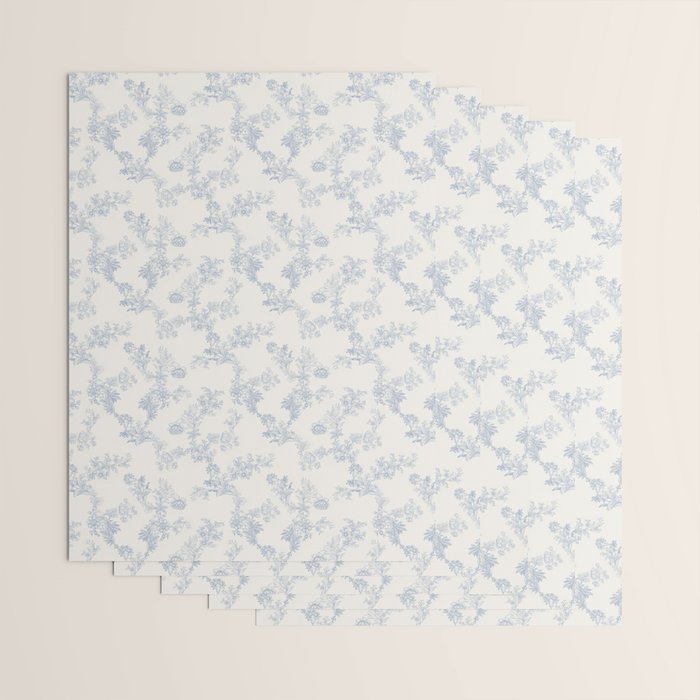 Vintage Toile Floral - Blue and White Wrapping Paper Gallery Image 3