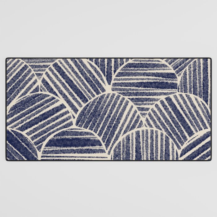Navy Blue Striped Pattern #2 Desk Mat Gallery Image 3