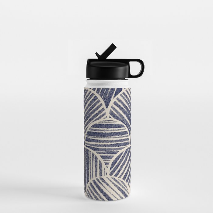 Navy Blue Striped Pattern #2 Water Bottle Gallery Image 1