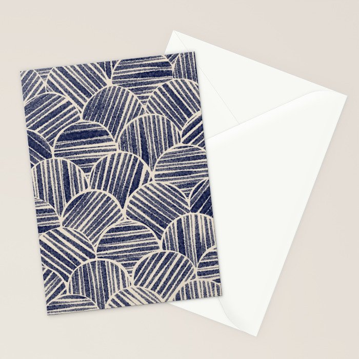 Navy Blue Striped Pattern #2 Stationery Card Gallery Image 2