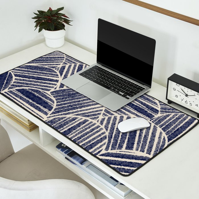 Navy Blue Striped Pattern #2 Desk Mat Gallery Image 2