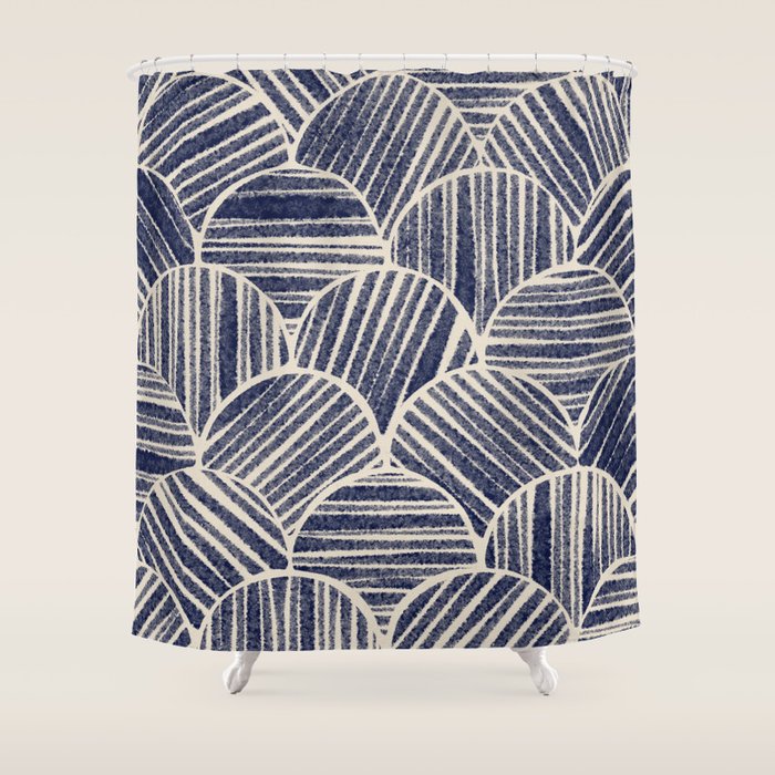 Navy Blue Striped Pattern #2 Shower Curtain Gallery Image 1