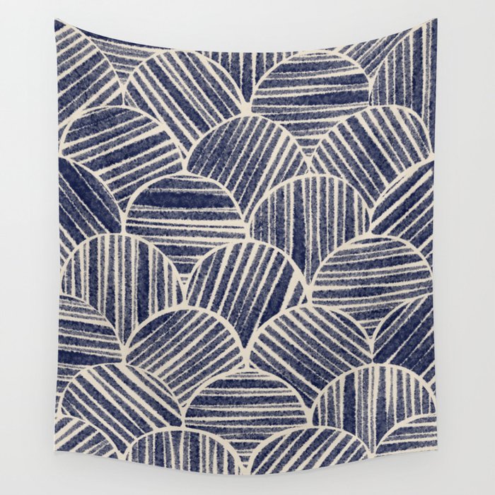Navy Blue Striped Pattern #2 Wall Tapestry Gallery Image 4