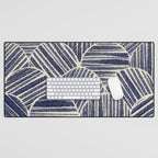 Navy Blue Striped Pattern #2 Desk Mat Gallery Image 1