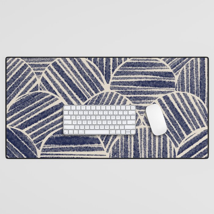 Navy Blue Striped Pattern #2 Desk Mat Gallery Image 1