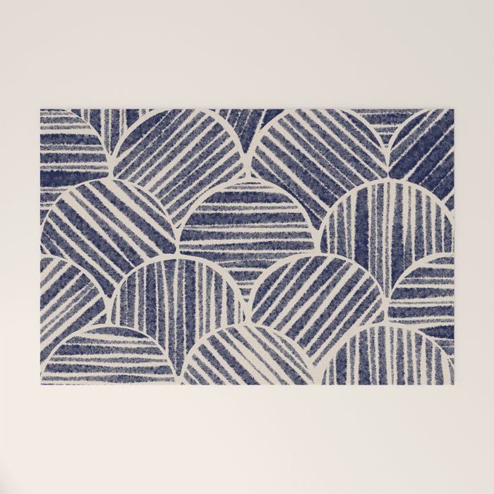 Navy Blue Striped Pattern #2 Welcome Mat Gallery Image 1