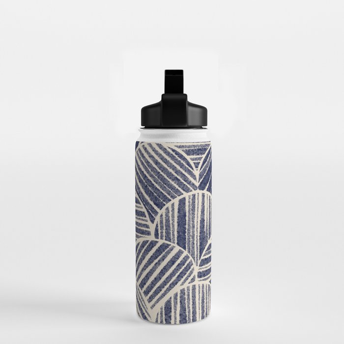 Navy Blue Striped Pattern #2 Water Bottle Gallery Image 2
