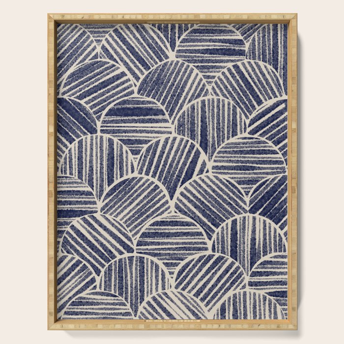 Navy Blue Striped Pattern #2 Serving Tray Gallery Image 1