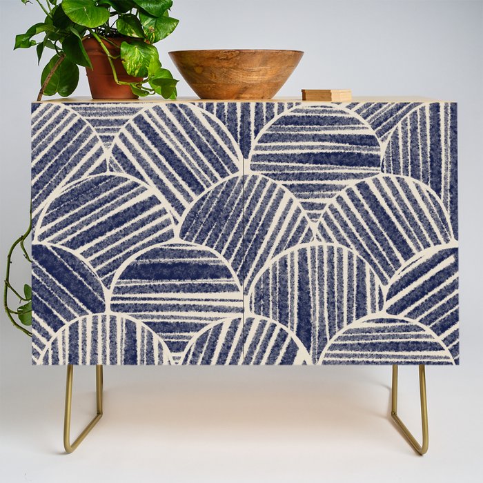 Navy Blue Striped Pattern #2 Credenza Gallery Image 1