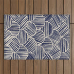 Navy Blue Striped Pattern #2 Outdoor Rug Gallery Image 1